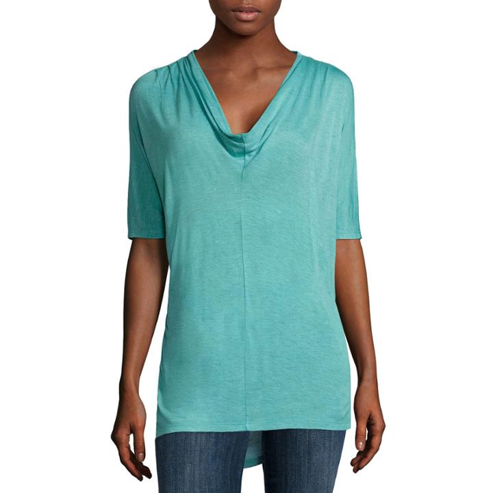 Liz Claiborne Short Sleeve Cowl Neck Knit Blouse-talls