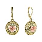 1928 Jewelry Pink Rose Gold-tone Drop Earrings