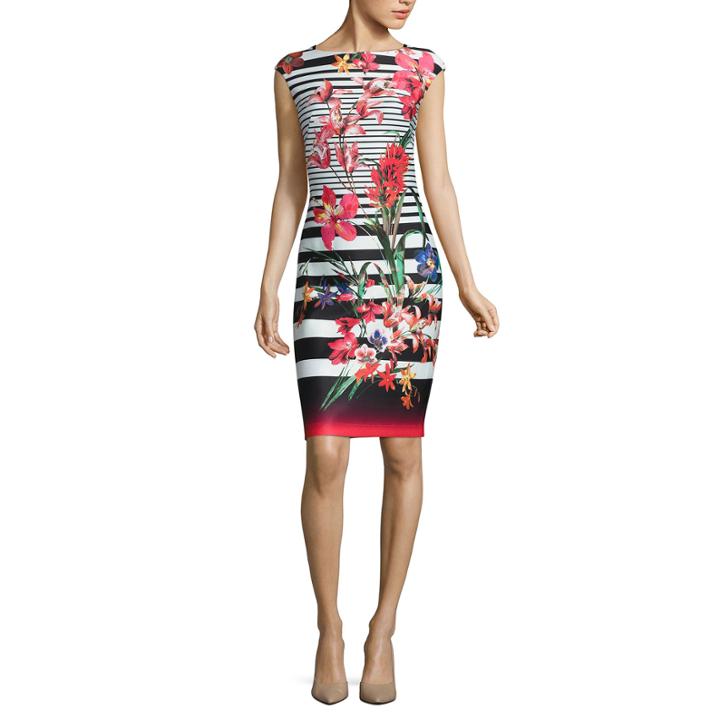 J Taylor Sleeveless Floral Sheath Dress