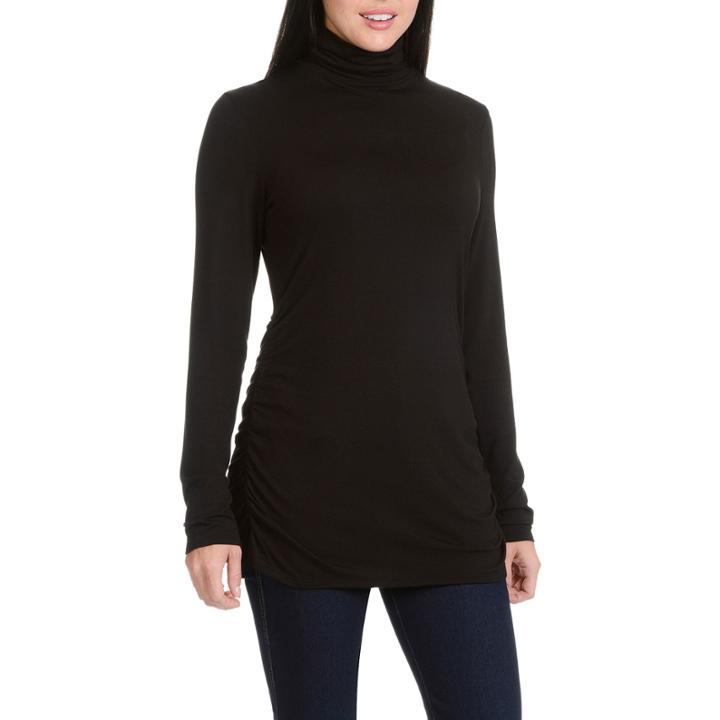 Larry Levine L/s Turtle Neck W/ Ruched Waist