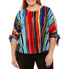 Worthington 3/4 Tie Sleeve Knit Blouse-plus