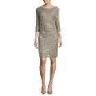 Scarlett 3/4-sleeve Sparkle Lace Sheath Dress