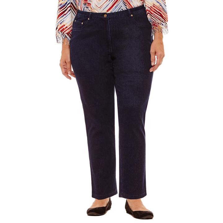 Alfred Dunner Gypsy Moon Knit Denim 5 Pocket Pants-plus