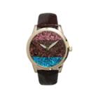 Olivia Pratt Womens Horizontal Multi-colored Stone Dial Brown Leather Watch 26637brown