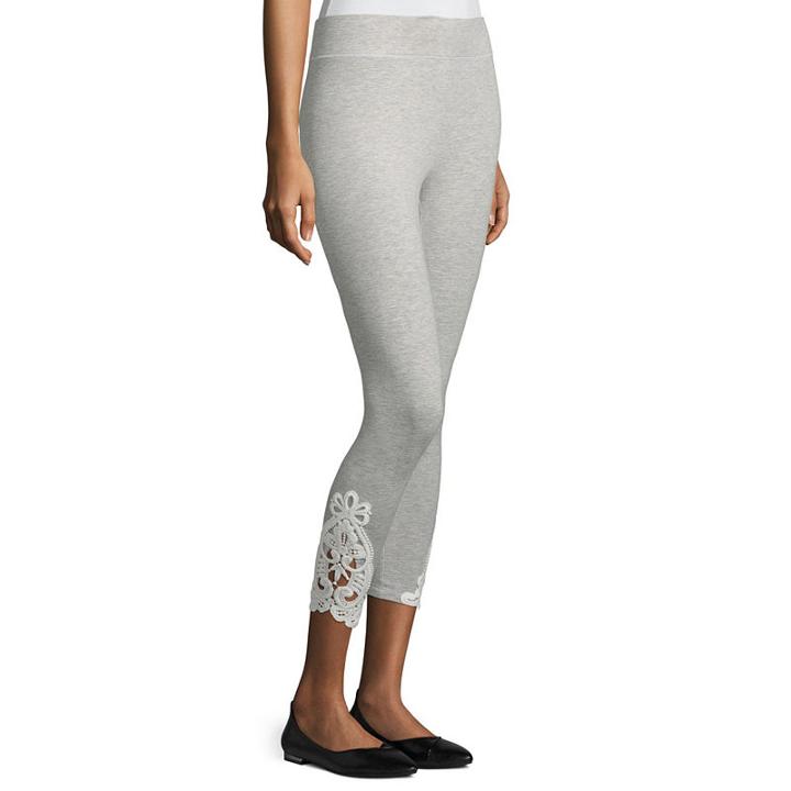 Mixit Crochet Hem Capri Leggings