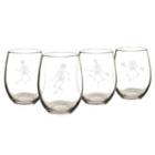 Cathy's Concepts Dancing Skeletons Set Of 4 Stemless Wine Glasses