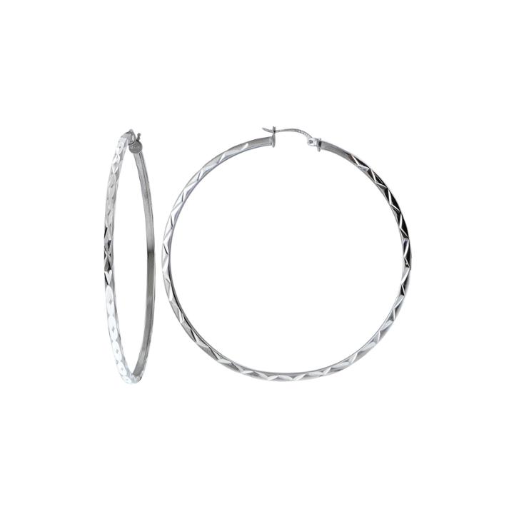 Sterling Silver Textured 55mm Hoop Earrings