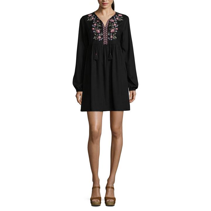 Arizona Long Sleeve Peasant Dress-juniors