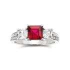 Lab-created Ruby, White Sapphire With Diamond Accents Sterling Silver 3-stone Ring