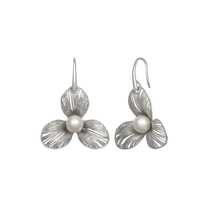 Cultured Freshwater Pearl Sterling Silver Flower Earring