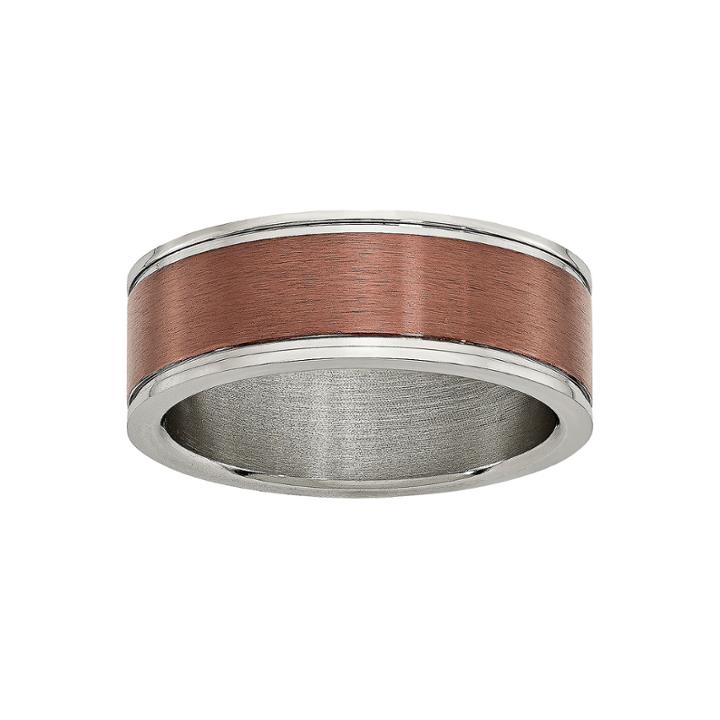 Personalized Mens 8mm Brown Ion-plated Titanium Wedding Band