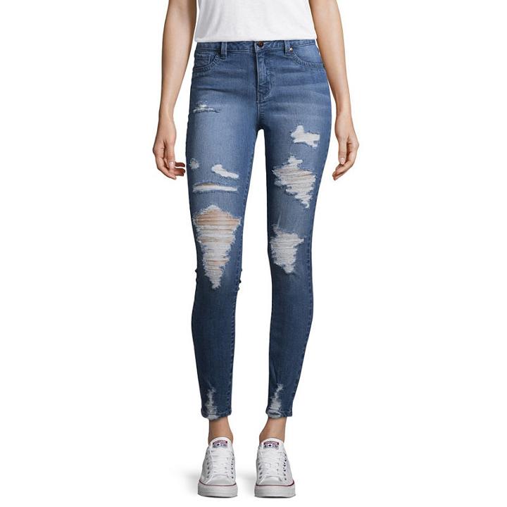 Blue Spice Ripped Skinny Fit Jeggings-juniors