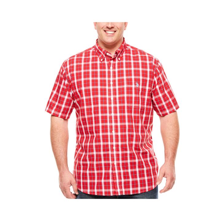U.s. Polo Assn. Short Sleeve Button-front Shirt-big And Tall