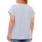 Alfred Dunner Blue Lagoon Square Neck Stripe T-shirt- Plus