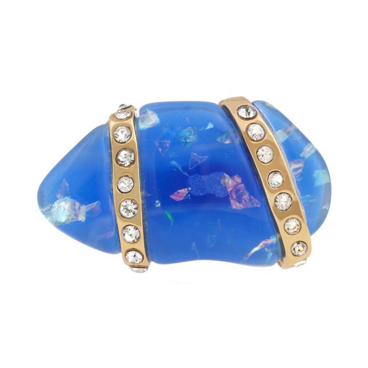 10021 Kara Ross Crystal And Blue Resin Ring