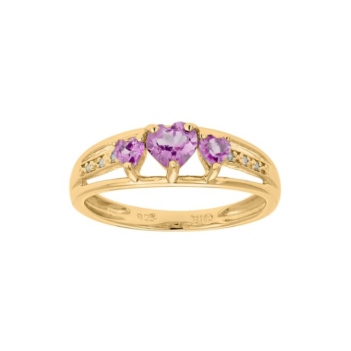 Lab-created Pink Sapphire And Diamond-accent 3-stone Heart Ring