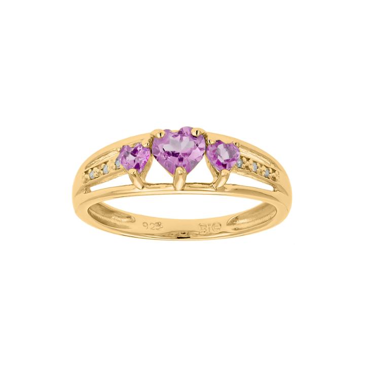 Lab-created Pink Sapphire And Diamond-accent 3-stone Heart Ring