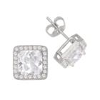 Sparkle Allure&trade; Pure Silver-plated Square Cubic Zirconia Earrings
