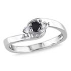 Womens 1/4 Ct. T.w. Color Enhanced Round Black Diamond Sterling Silver Promise Ring