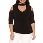 Bisou Bisou Long Sleeve Mock Neck T-shirt-plus