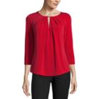 Liz Claiborne 3/4 Sleeve Crew Neck Knit Blouse