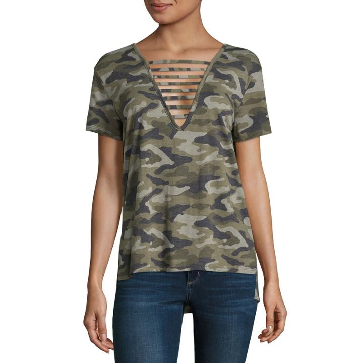 Arizona Short Sleeve Round Neck Pattern T-shirt-womens Juniors