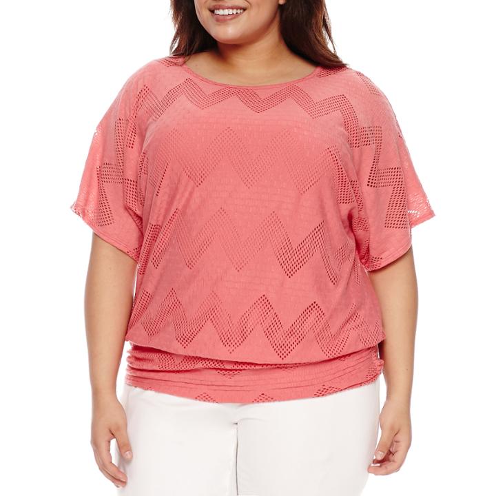 Alyx Short Sleeve Banded Bottom Knit Blouse-plus