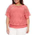 Alyx Short Sleeve Banded Bottom Knit Blouse-plus