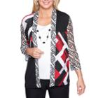 Alfred Dunner Barcelona 3/4 Sleeve Round Neck Geometric T-shirt-womens