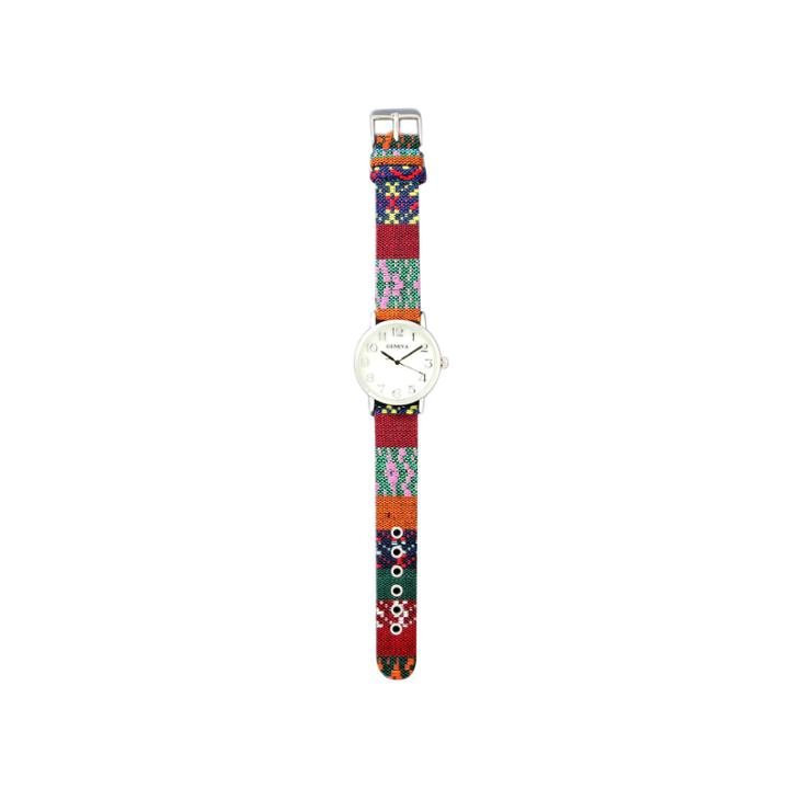 Olivia Pratt Womens Silver-tone Faux Mop Dial Fabric Strap Watch