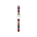 Olivia Pratt Womens Silver-tone Faux Mop Dial Fabric Strap Watch