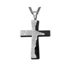Mens Lord's Prayer Two-tone Stainless Steel Cross Pendant Necklace