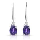 Diamond Accent Genuine Purple Amethyst Sterling Silver Drop Earrings