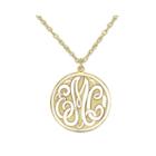 Personalized 14k Gold Over Silver 20mm Monogram Round Pendant Necklace