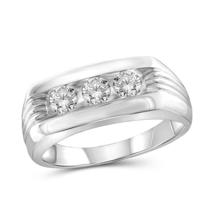 Mens 1 Ct. T.w. Genuine Round White Diamond 10k