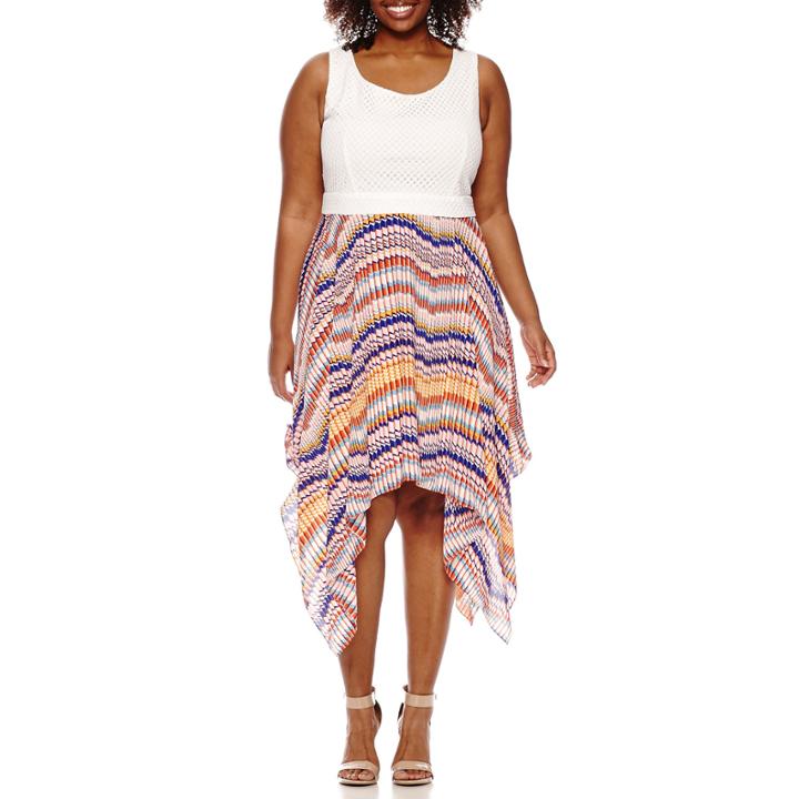 Bisou Bisou Sleeveless Handkerchief Fit-and-flare Dress - Plus
