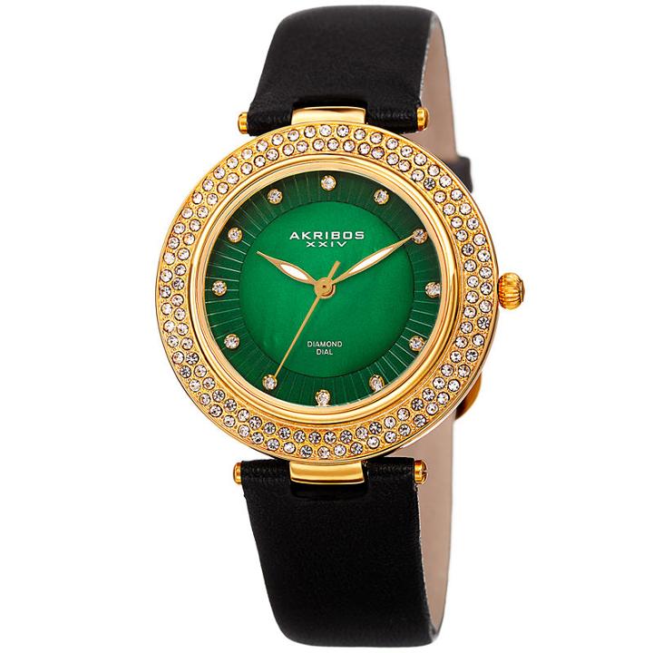 Akribos Xxiv Womens Black Strap Watch-a-1008bkgn