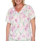 Alfred Dunner Savannah Short-sleeve Watercolor Diamond-knit Tee
