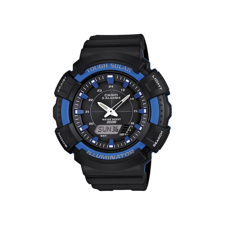 Casio Mens Blue Bezel Black Strap Solar Sport Watch Ads800wh-2a2