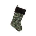 19 Brown And Green Camouflage Christmas Stocking With Brown Cuff