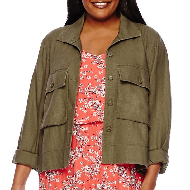 Boutique+ Military Swing Jacket - Plus