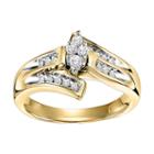 Womens 1/4 Ct. T.w. Round White Diamond 10k Gold Bypass Ring