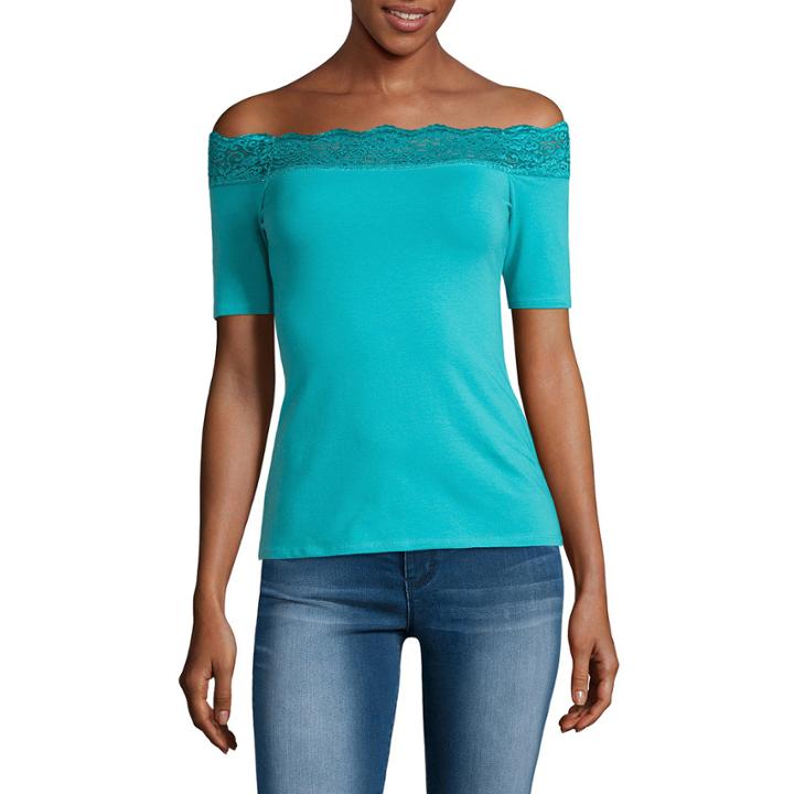 Decree Lace Trim Bodycon Top- Juniors