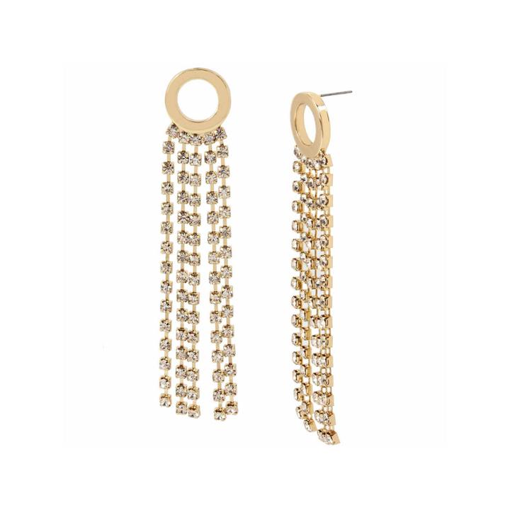 Worthington Circle Rhinestone Chain Drop Earrings