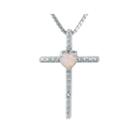 Lab-created Opal And Diamond-accent Sterling Silver Cross And Heart Pendant Necklace