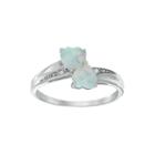 Lab-created Opal And Diamond-accent Sterling Silver Double-heart Ring