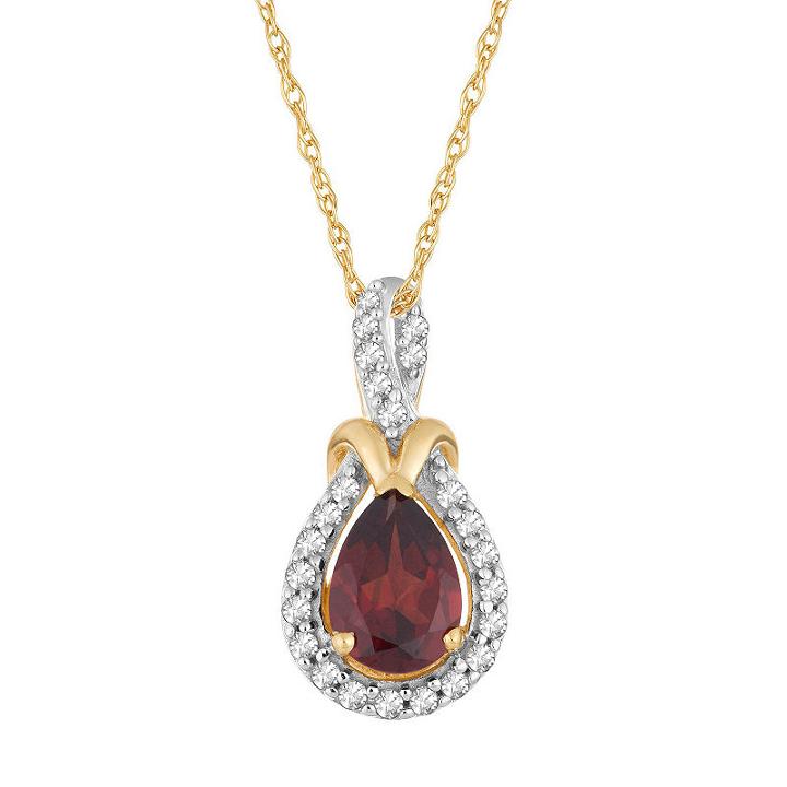 Womens 1/7 Ct. T.w. Genuine Red Garnet 10k Gold Pendant Necklace