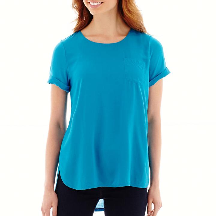Stylus&trade; Short-sleeve Woven-and-knit T-shirt