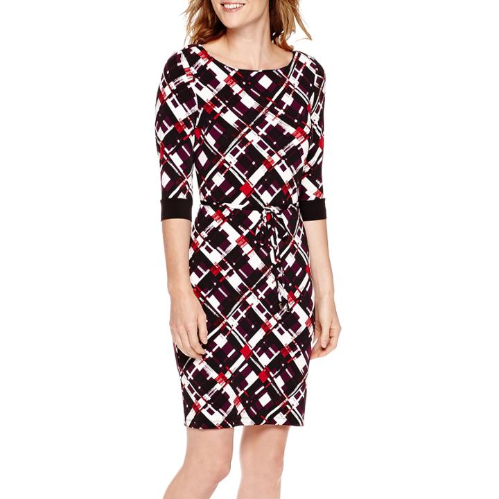 Liz Claiborne 3/4-sleeve Belted Sheath Dress