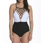 Sun And Sea Ebony And Ivory Lattice Front One Piece